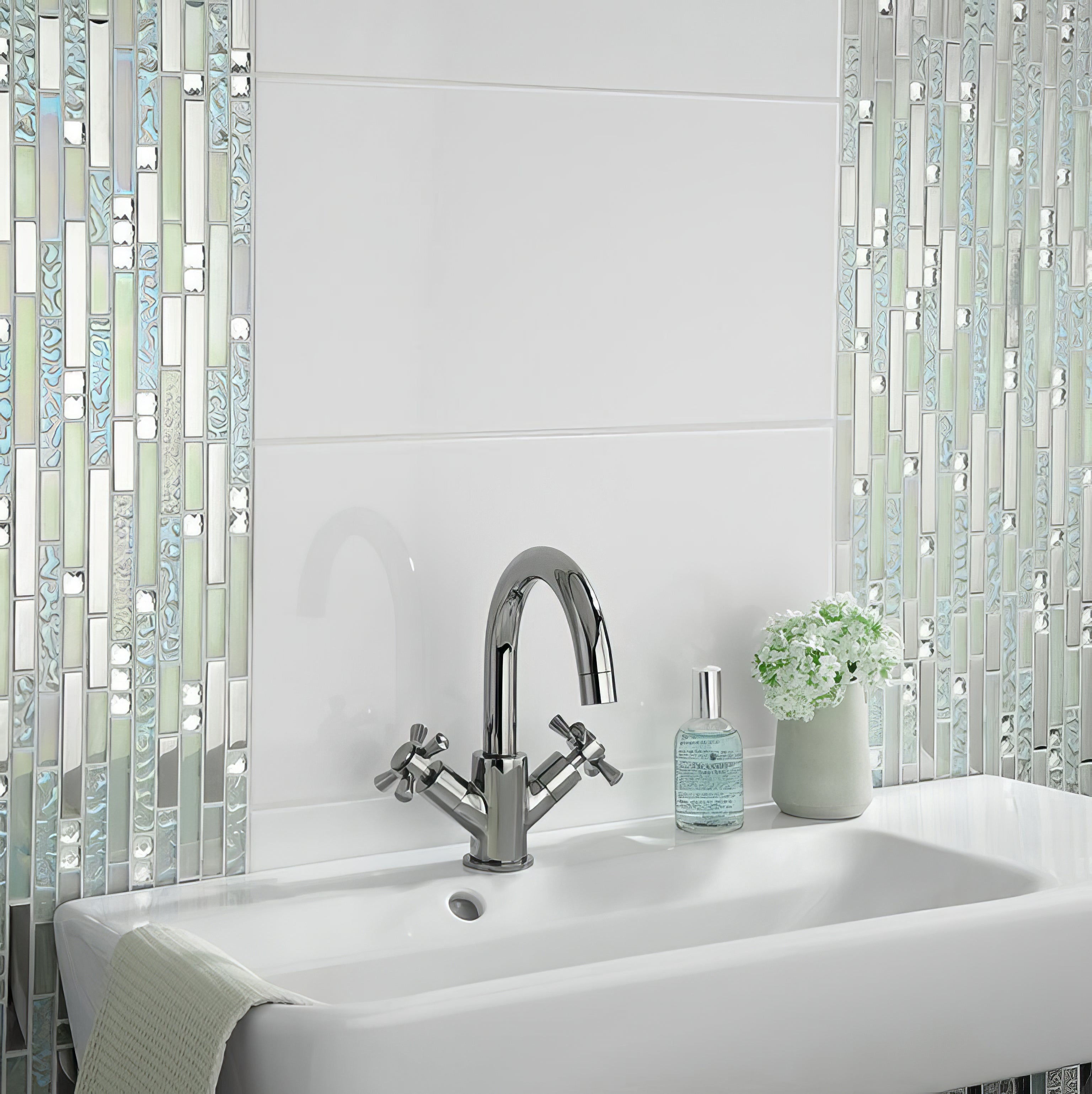 Platinum Silver Glass & Mirror Mix Mosaic - Hyperion Tiles