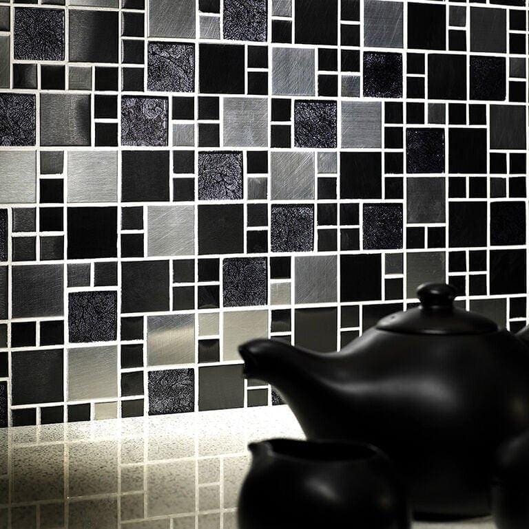 Platinum Silver Glass & Mirror Mix Mosaic - Hyperion Tiles