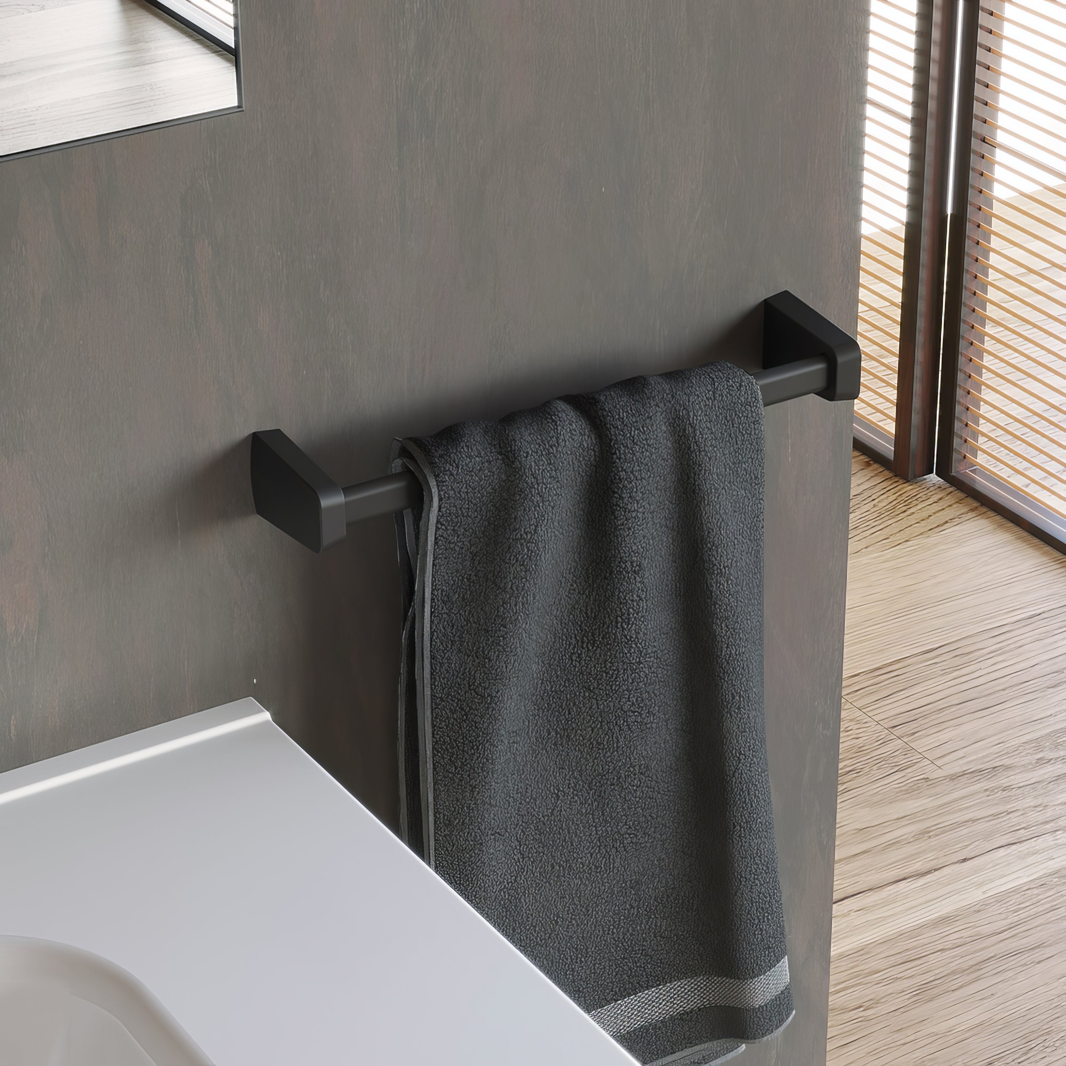 S6 Black Towel Rail 32cm – Black - Hyperion Tiles