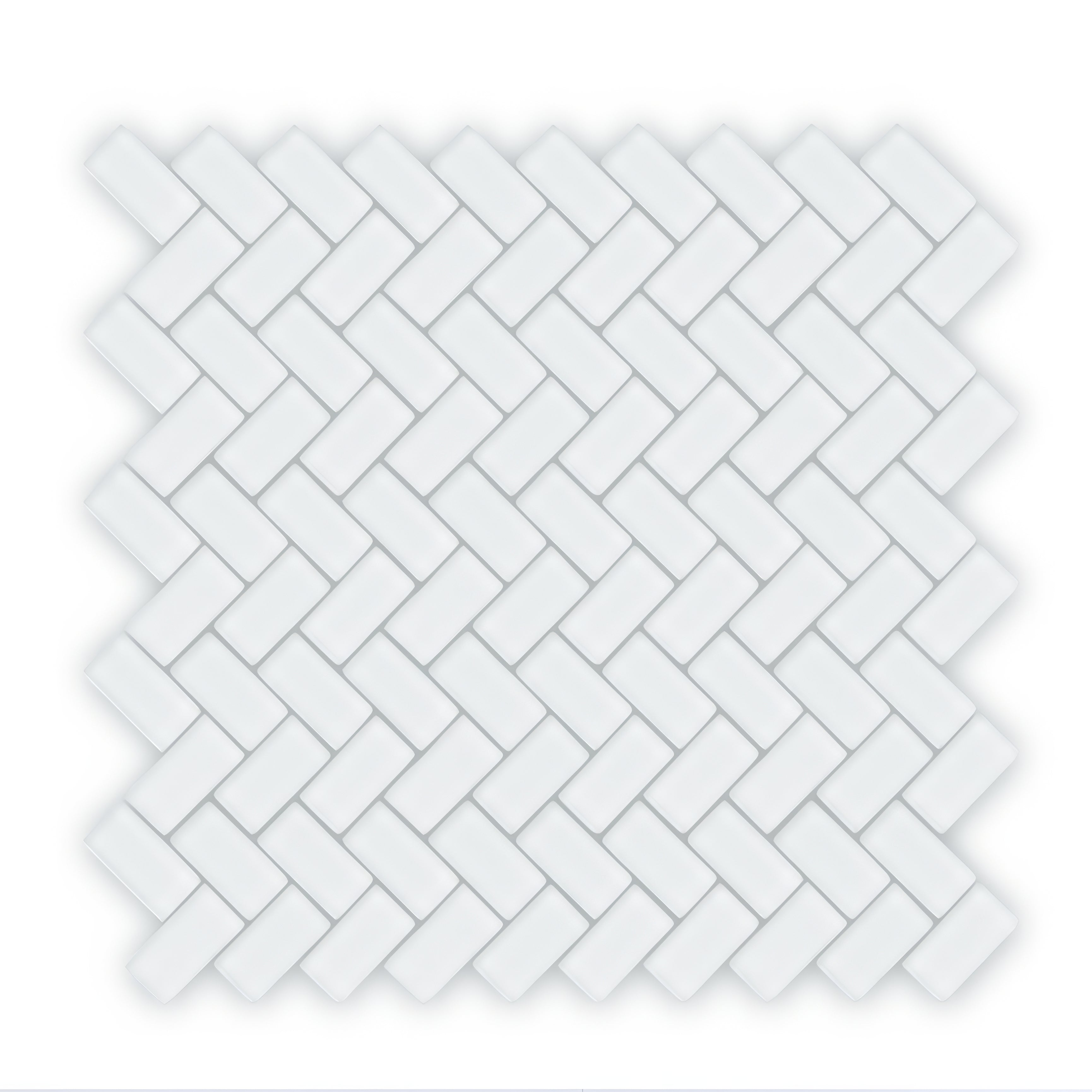 Aurora Herringbone White Mosaic - Hyperion Tiles