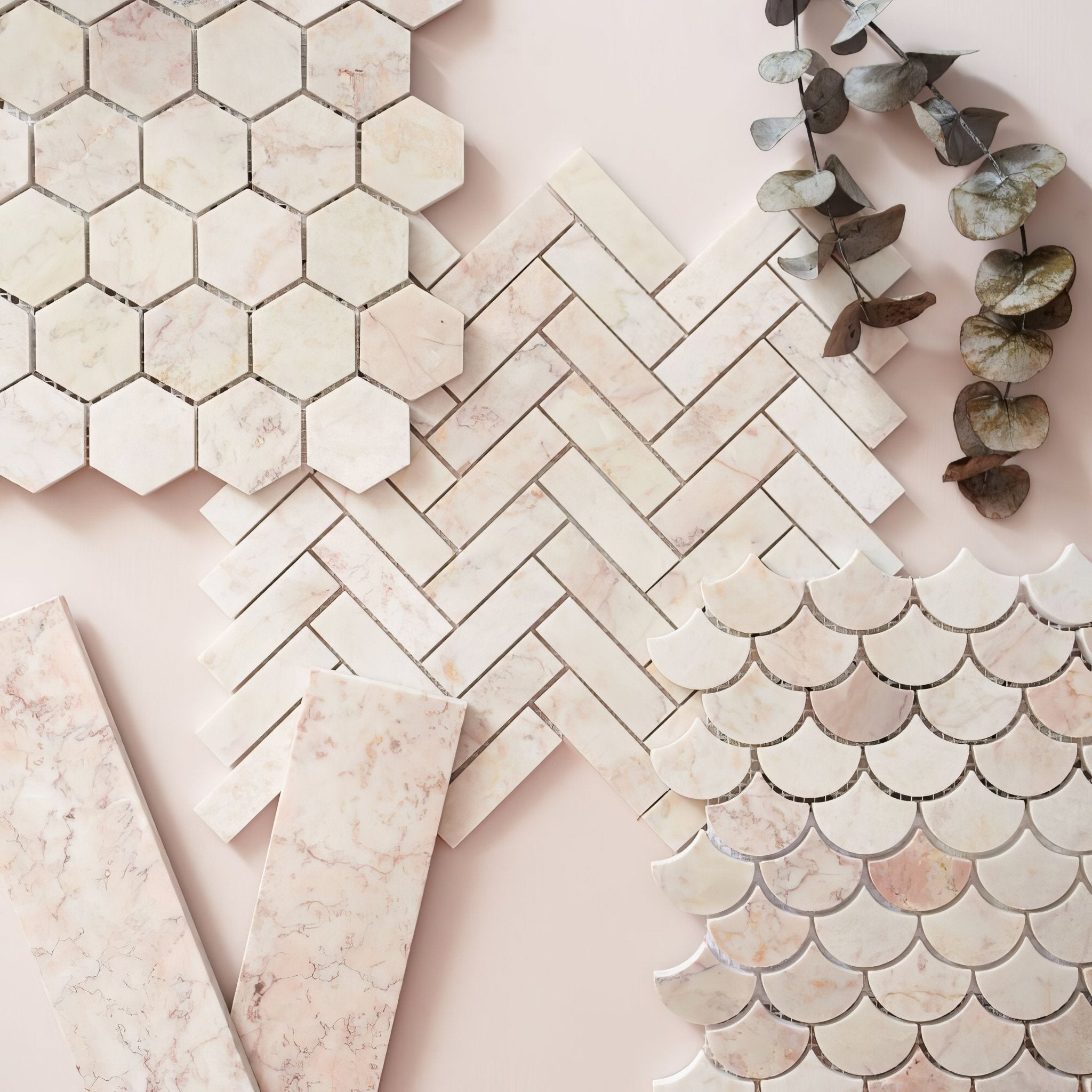 Aegean Pink Scallop Mosaic - Hyperion Tiles