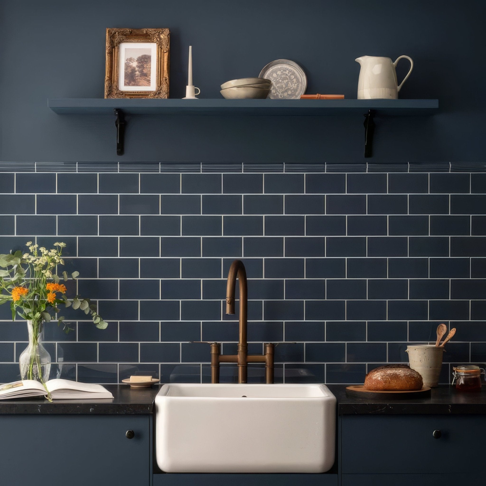 Ascot Blue Half Tile - Hyperion Tiles