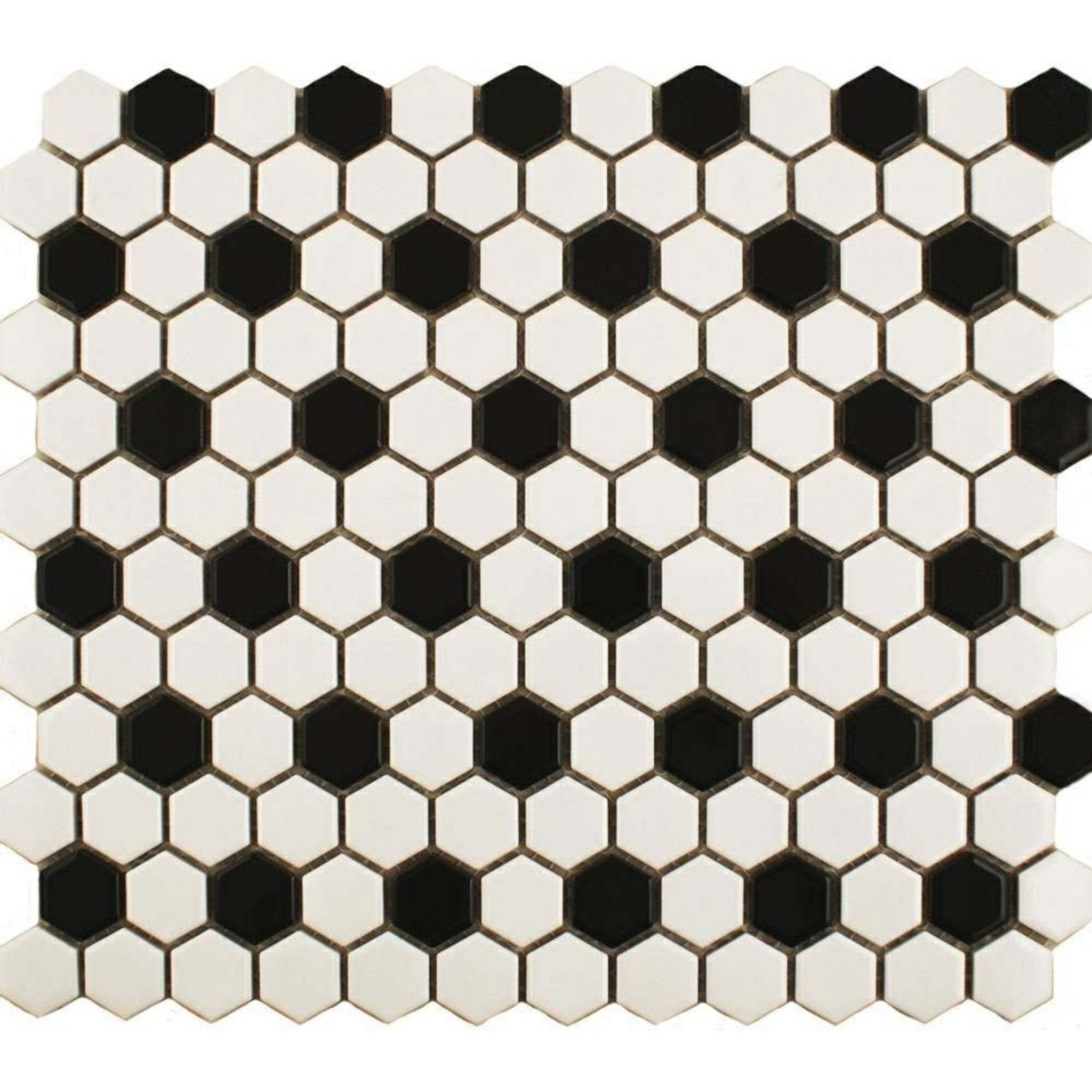 Black & White Honeycomb Floor Mosaic - Hyperion Tiles