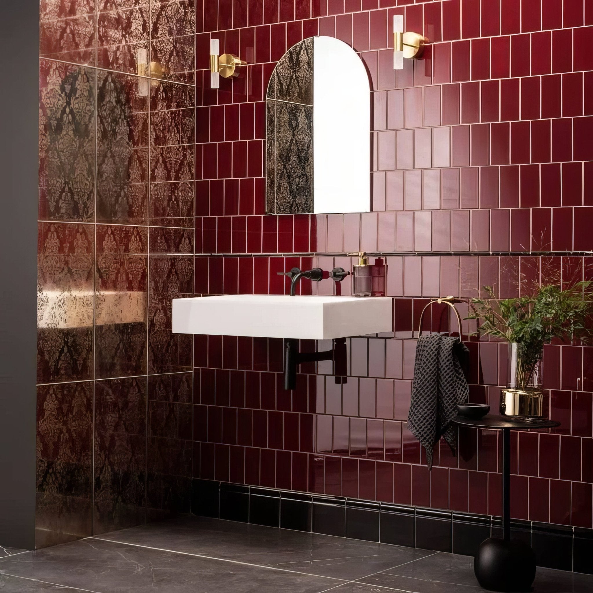 Burgundy Half Tile - Hyperion Tiles