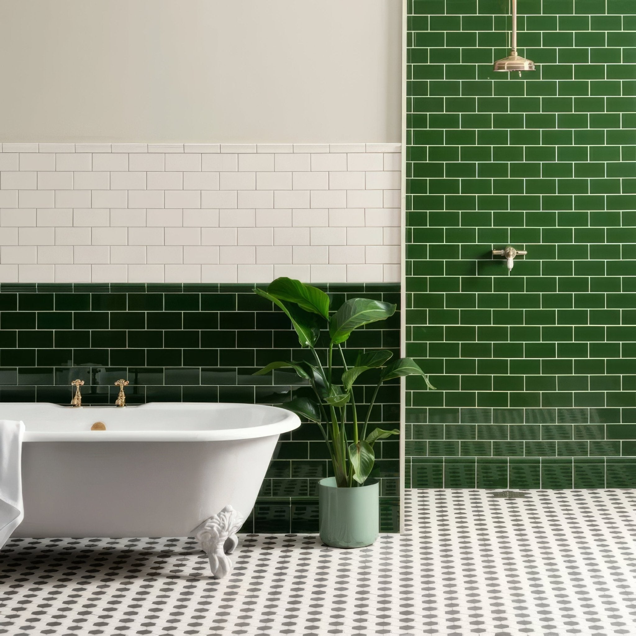 Edwardian Green Half Tile - Hyperion Tiles