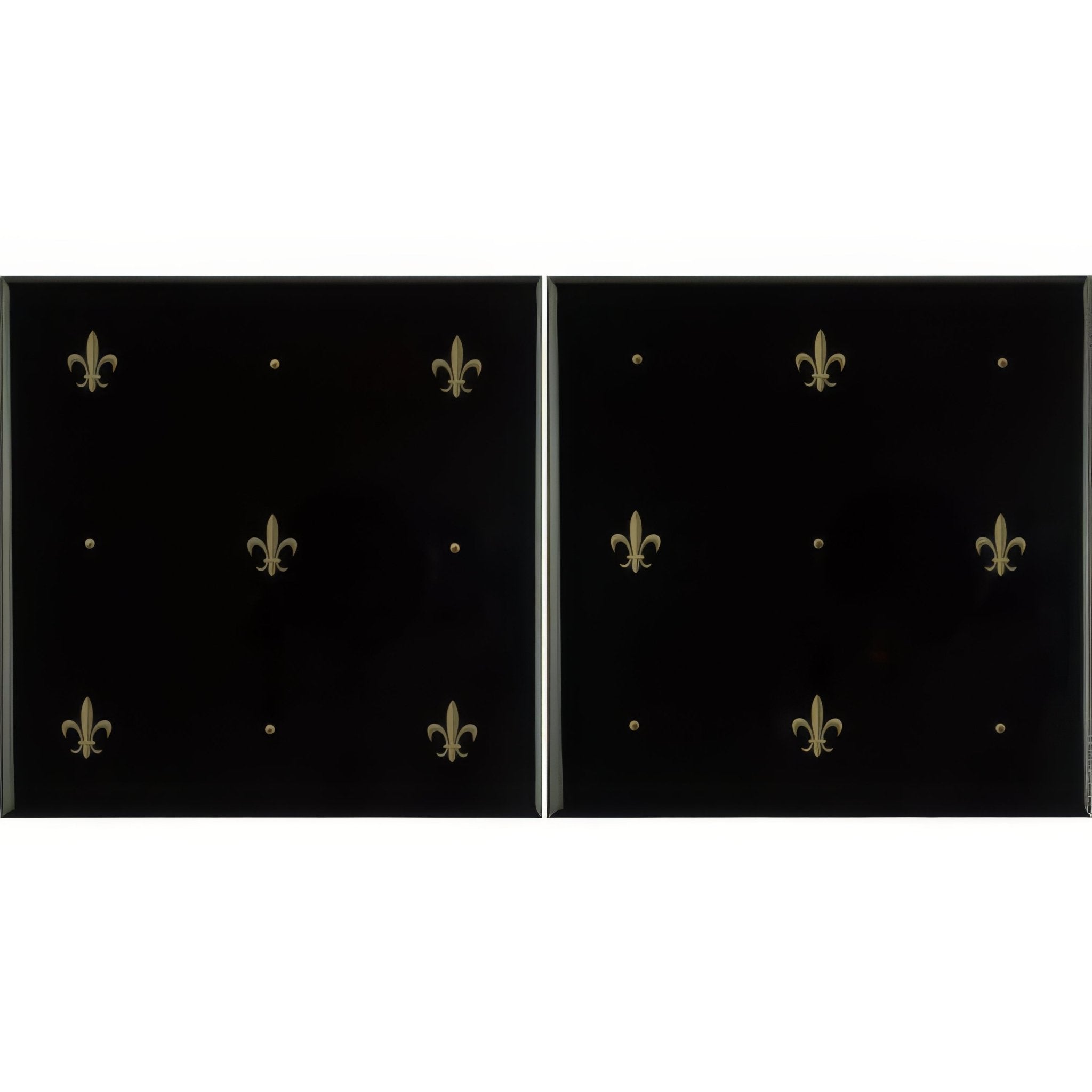 Fleur de Lis Gold on Jet Black (2 Tile Set) - Hyperion Tiles