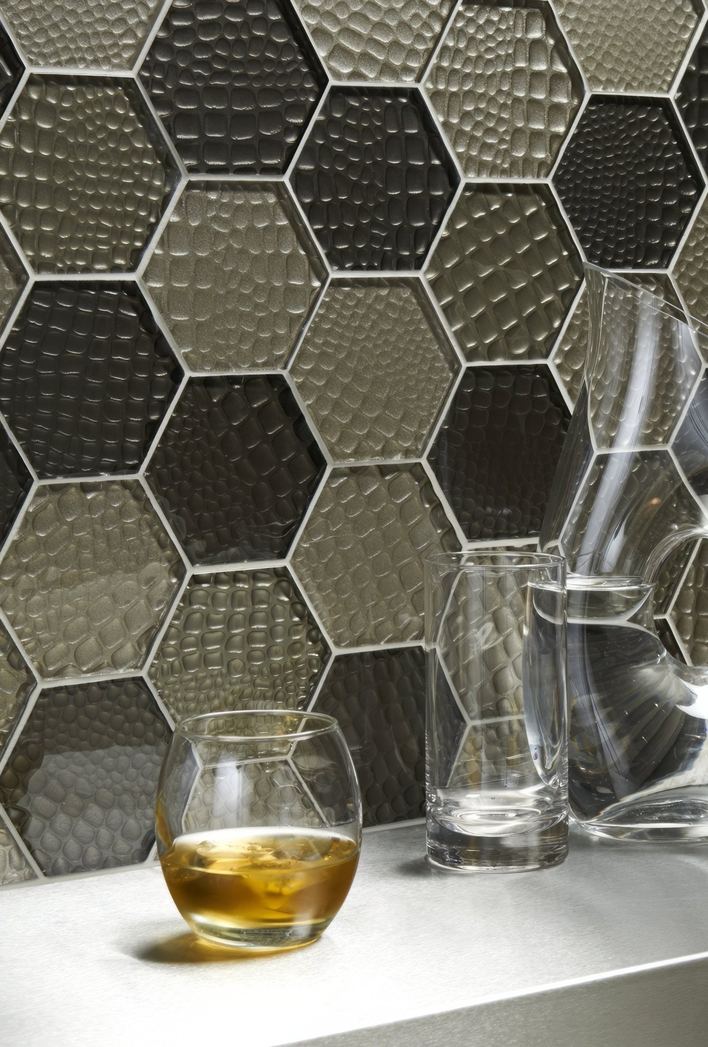 Futura Sepia Hexagon Mosaic - Hyperion Tiles