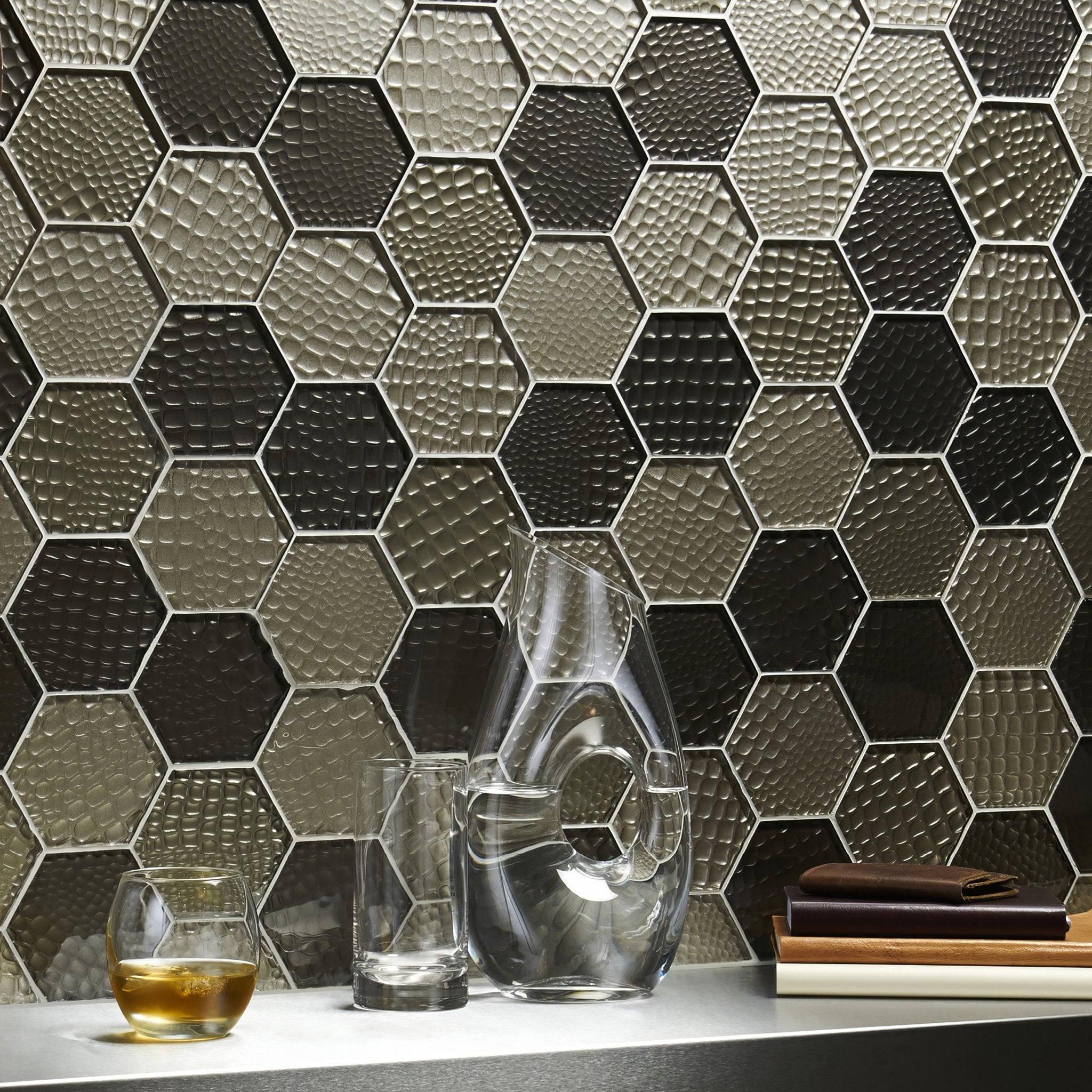 Futura Sepia Hexagon Mosaic - Hyperion Tiles