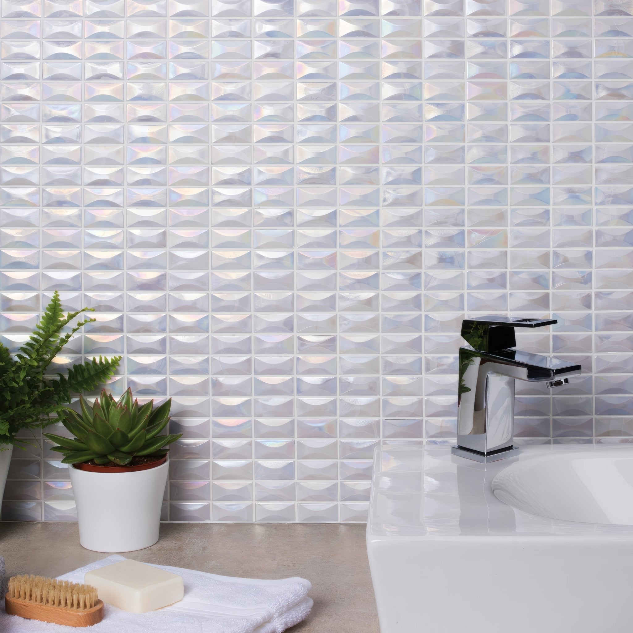 Ice Glass Iridescent Mosaic - Hyperion Tiles