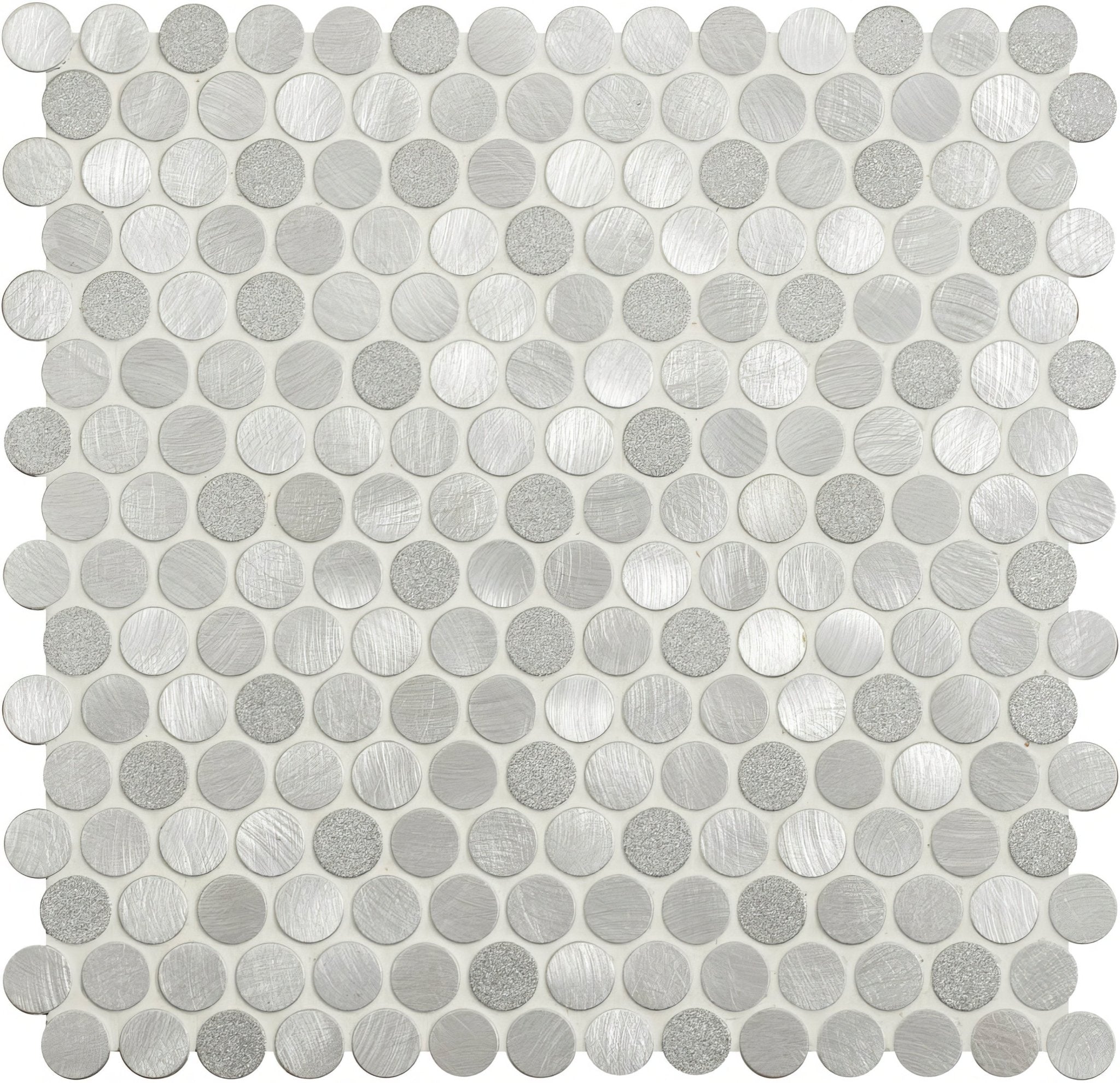 Methone Silver Mixed Finish Penny Round - Hyperion Tiles