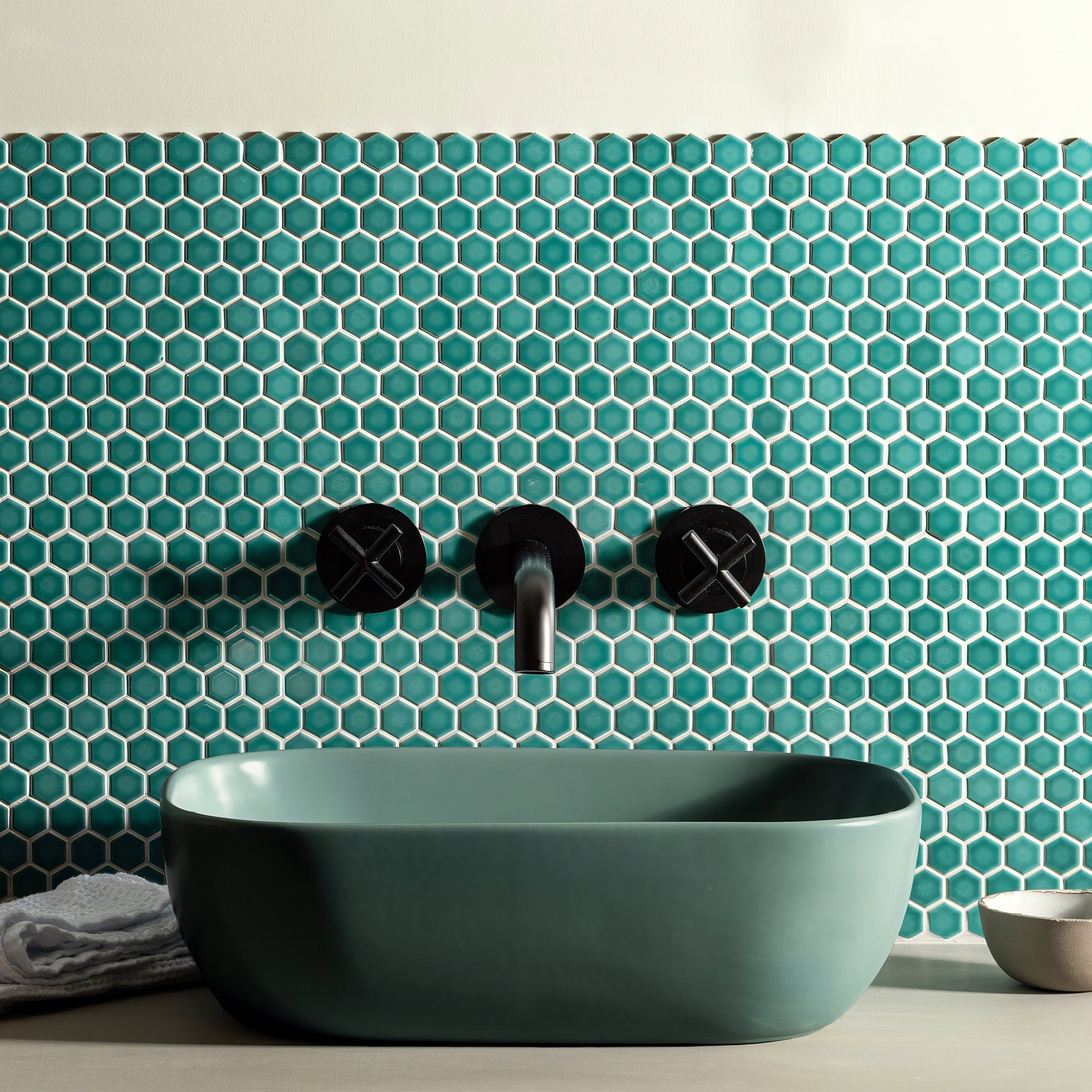 Mini Green Gloss Hexagon - Hyperion Tiles