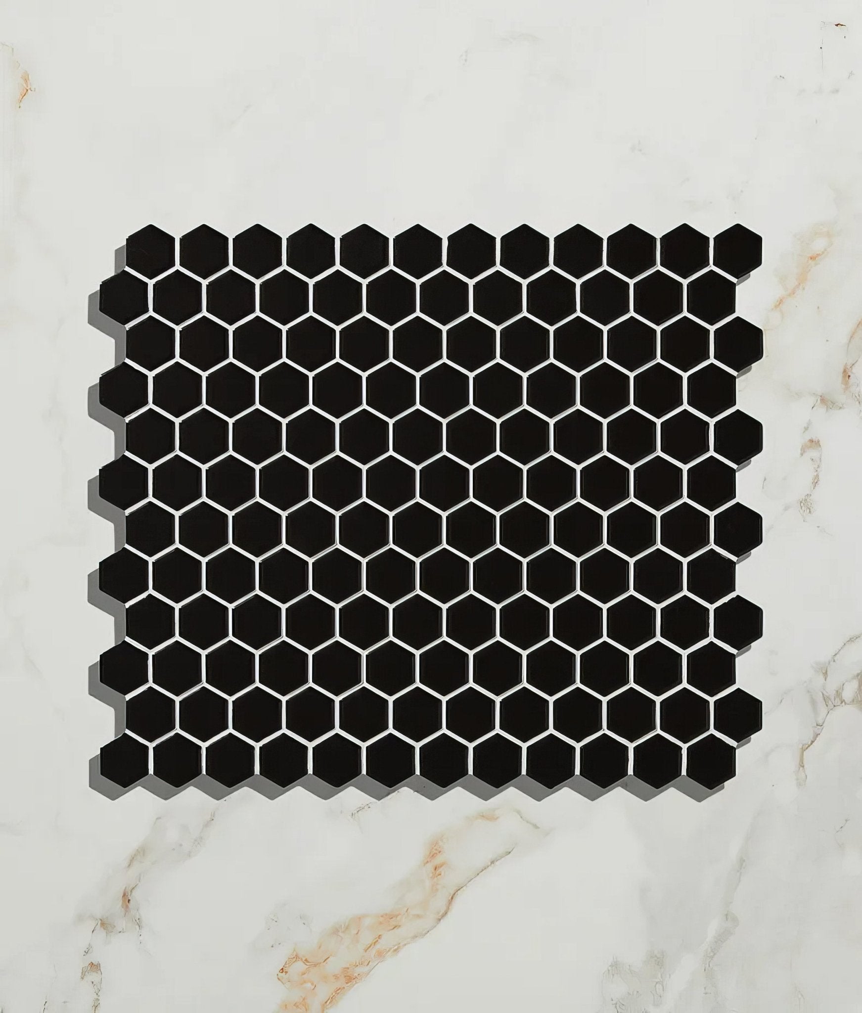 Mono Hex Porcelain Mosaic Noir - Hyperion Tiles