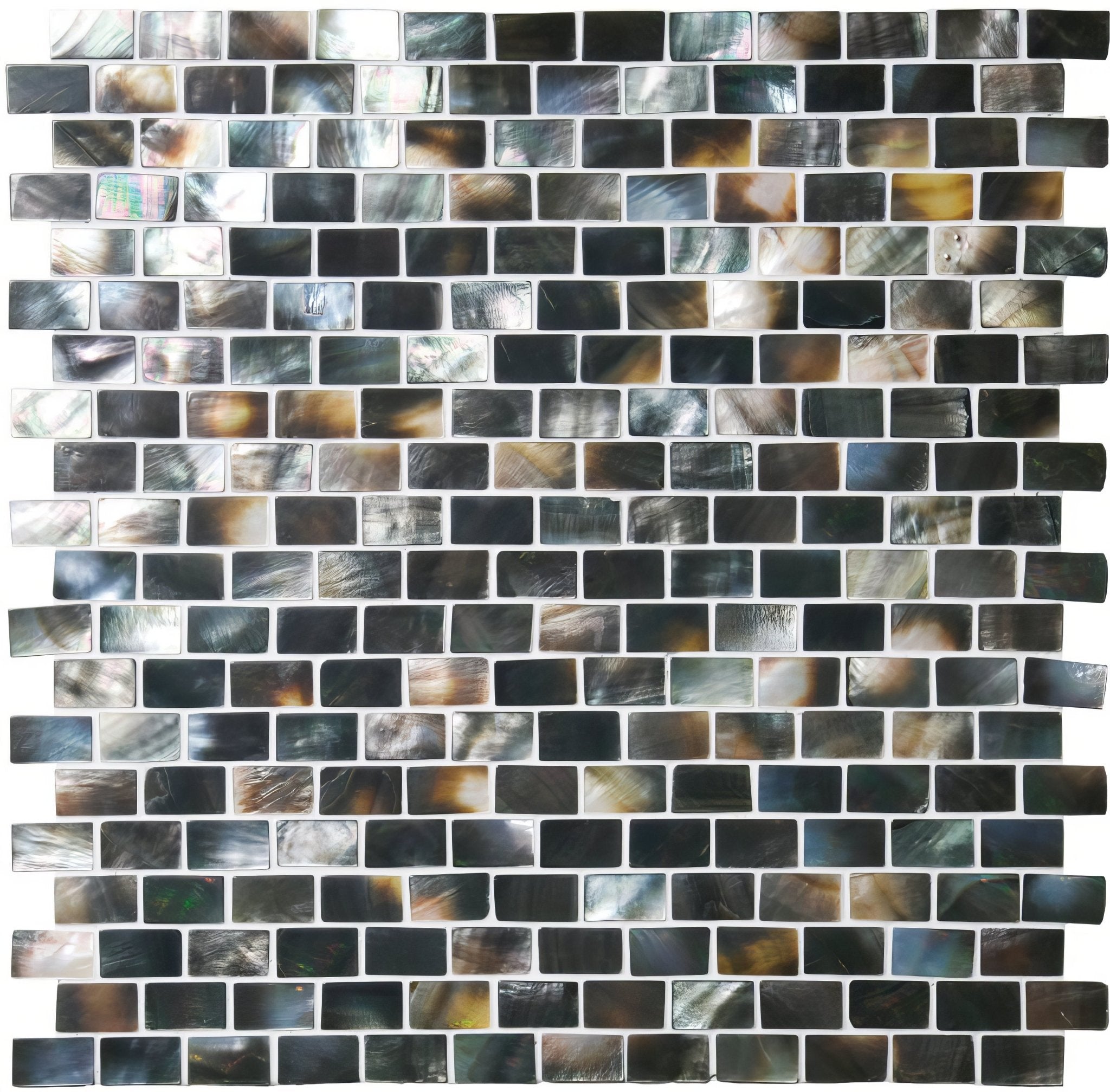 Mother of Pearl Dark Brickbond Shell Mosaic - Hyperion Tiles