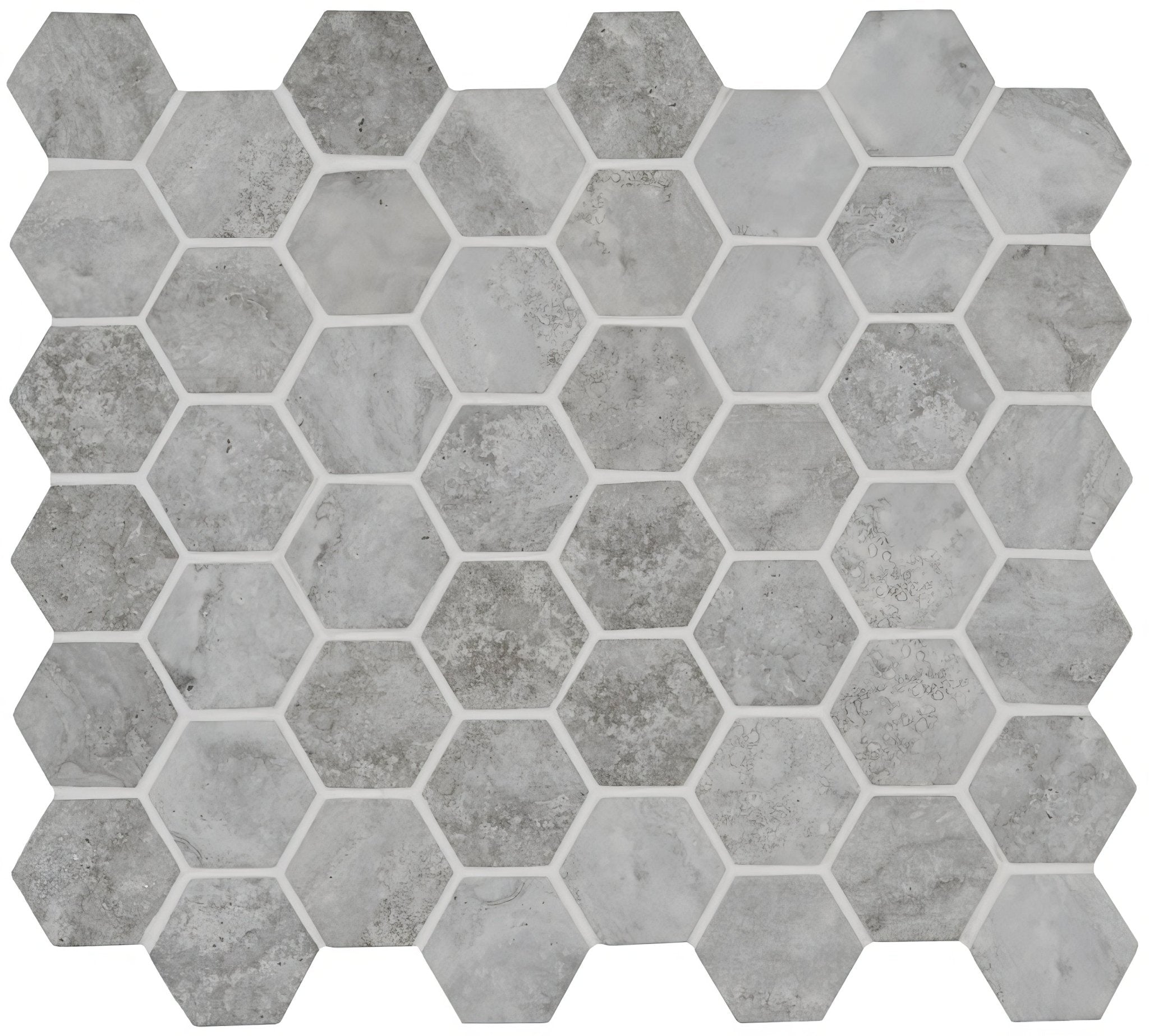 Murano Grey Glass Hexagon Mosaic - Hyperion Tiles