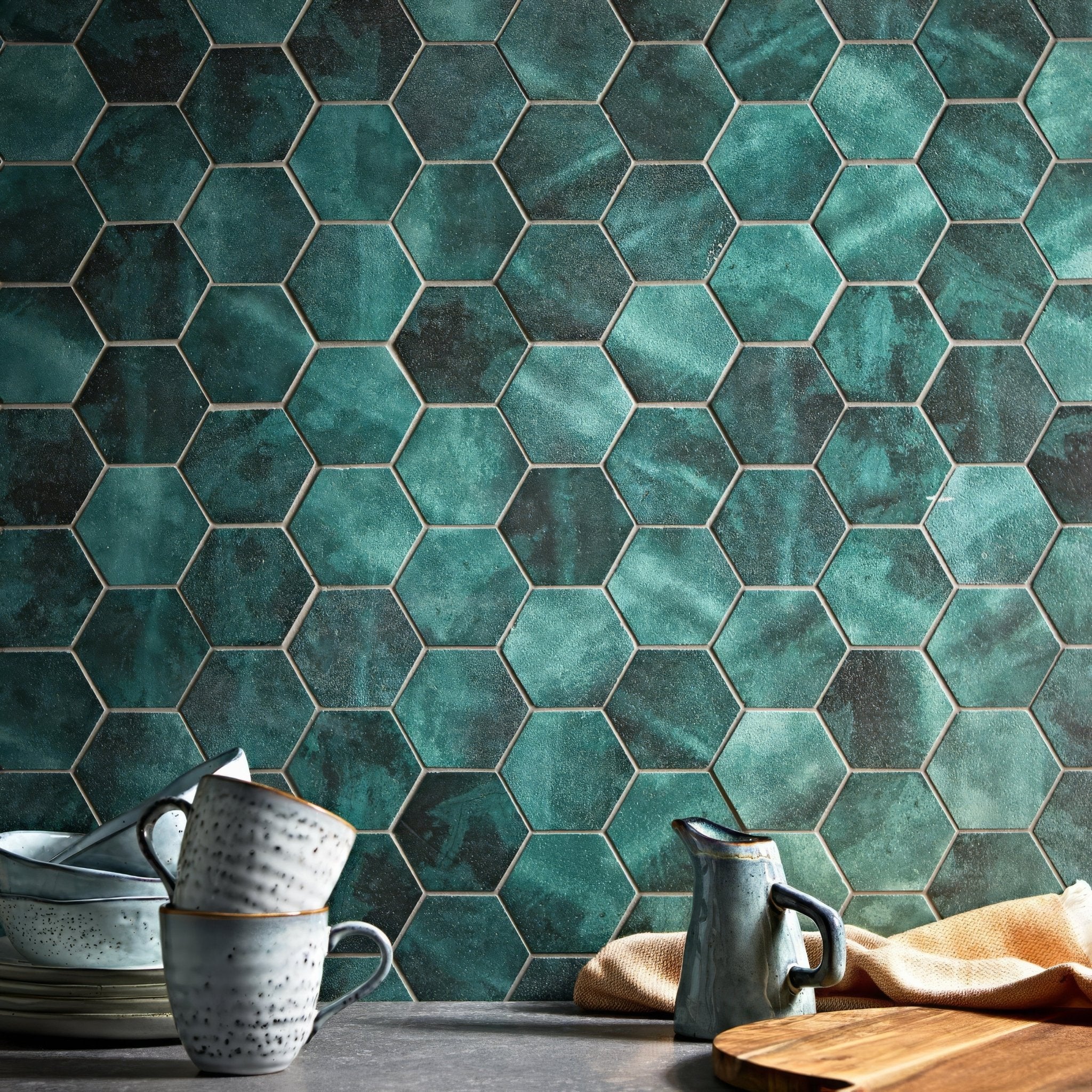 Nebula Green Hexagon - Hyperion Tiles