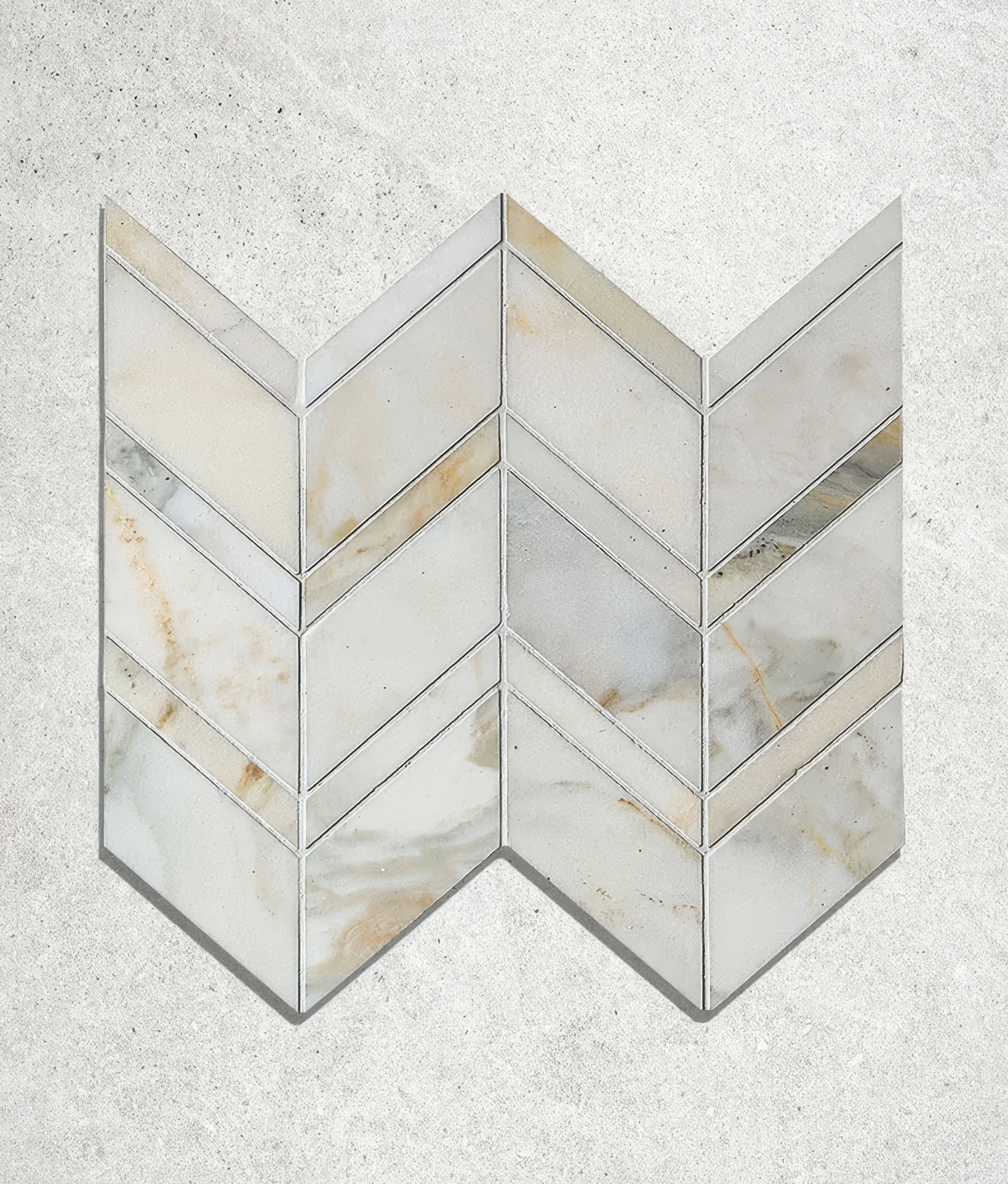 Palazzo Oro Marble Chevron Mosaic - Hyperion Tiles