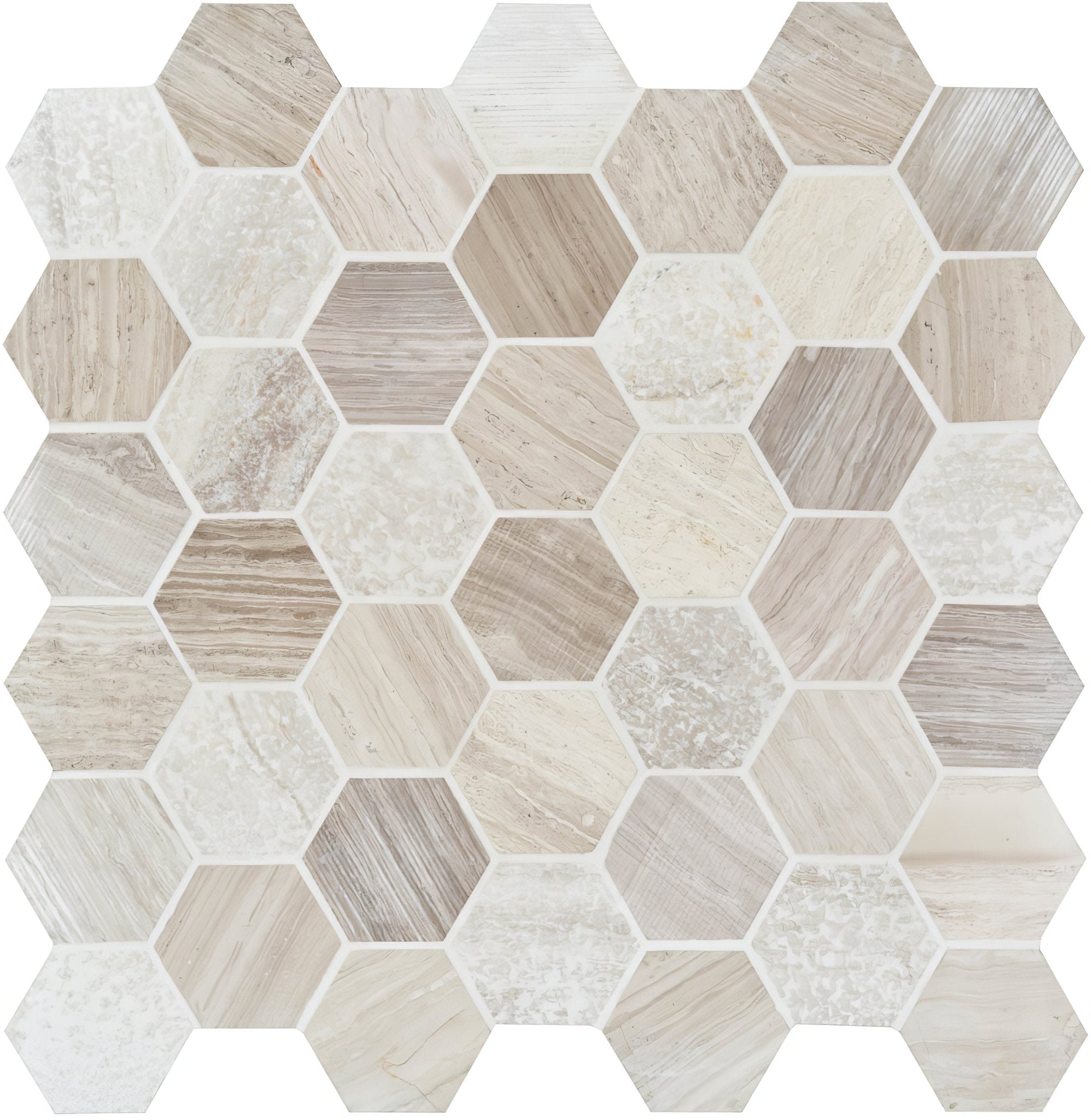 Perla Large Hexagon Stone Mosaic - Hyperion Tiles