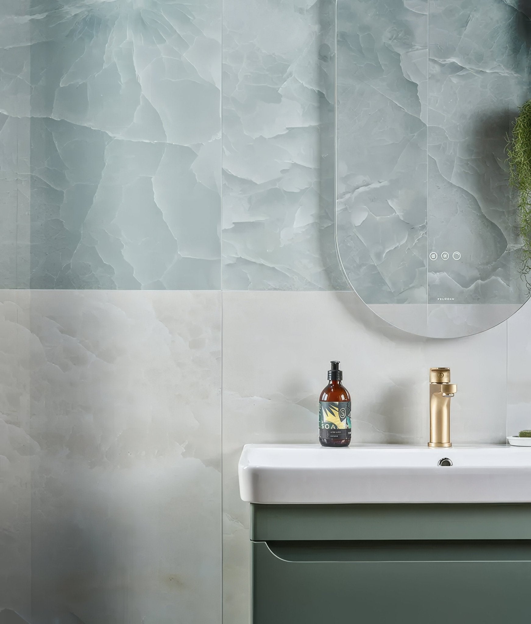 Portare illusion Whisper Onyx Porcelain Polished Lagoon - Hyperion Tiles