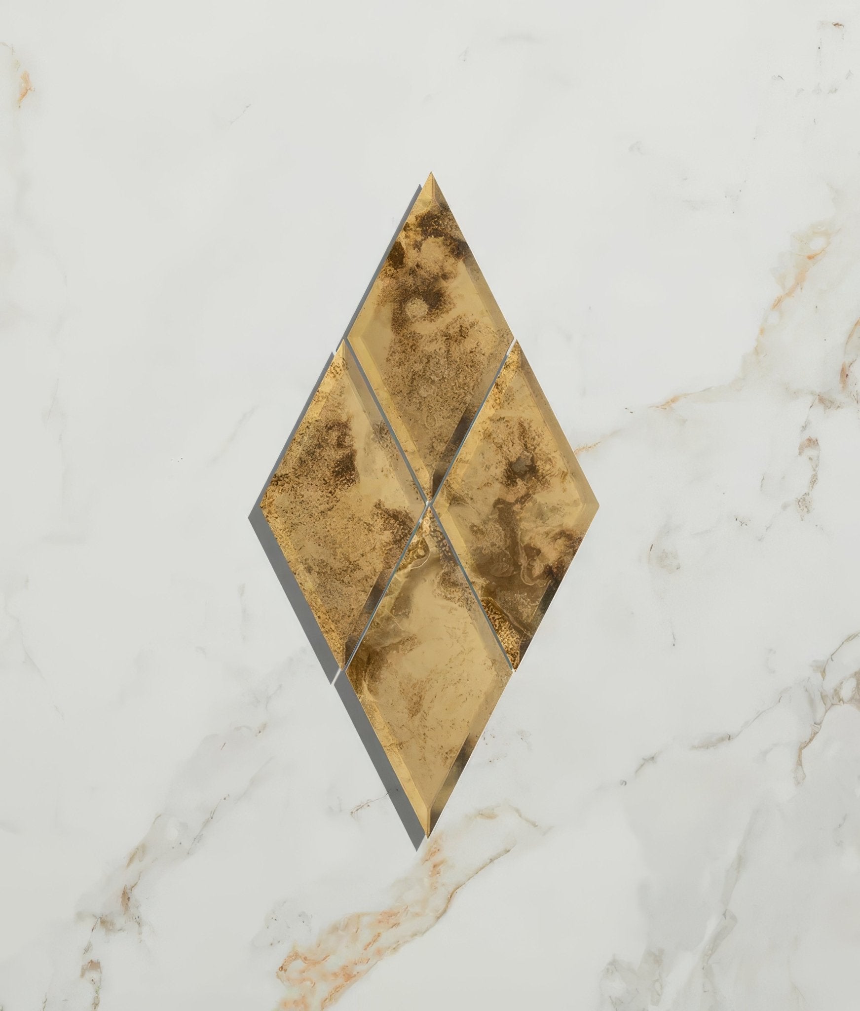 Rococo Mirror Diamond Glass Brass - Hyperion Tiles