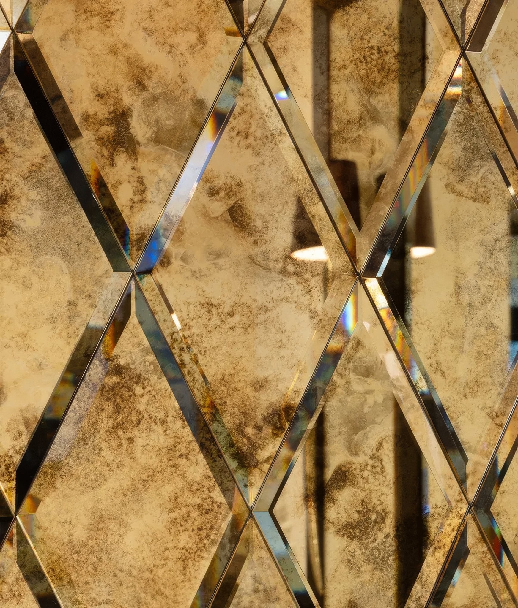 Rococo Mirror Diamond Glass Brass - Hyperion Tiles