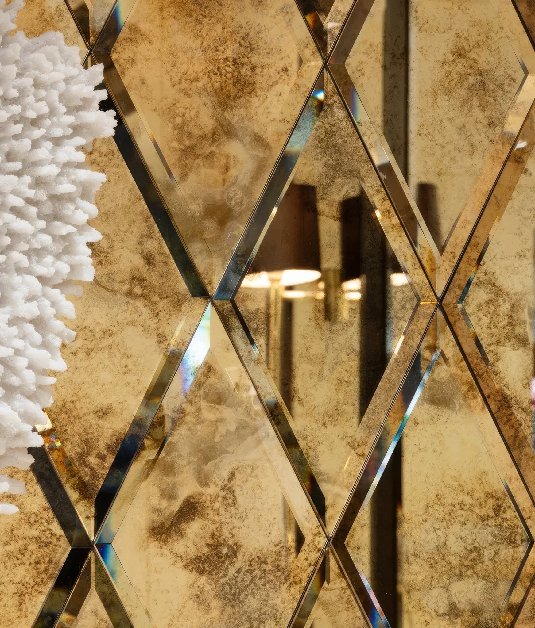 Rococo Mirror Diamond Glass Brass - Hyperion Tiles