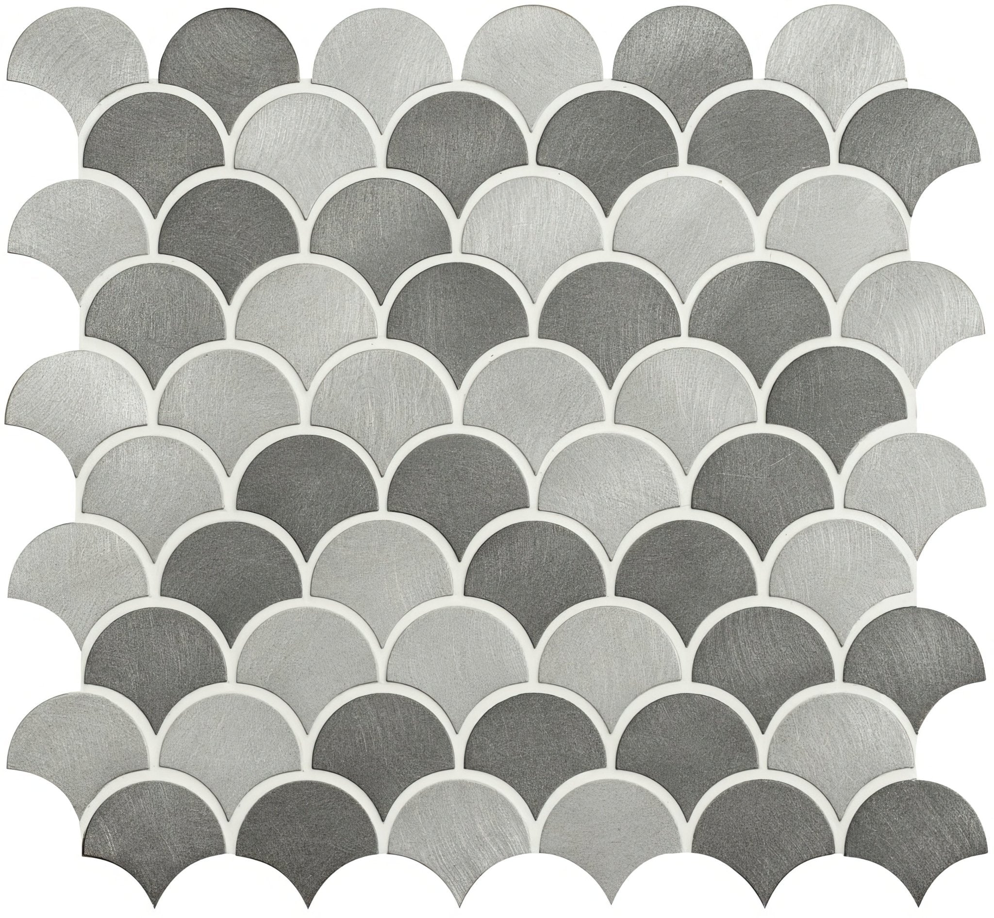 Skaro Grey and Silver Mix Scale Aluminium Mosaic - Hyperion Tiles