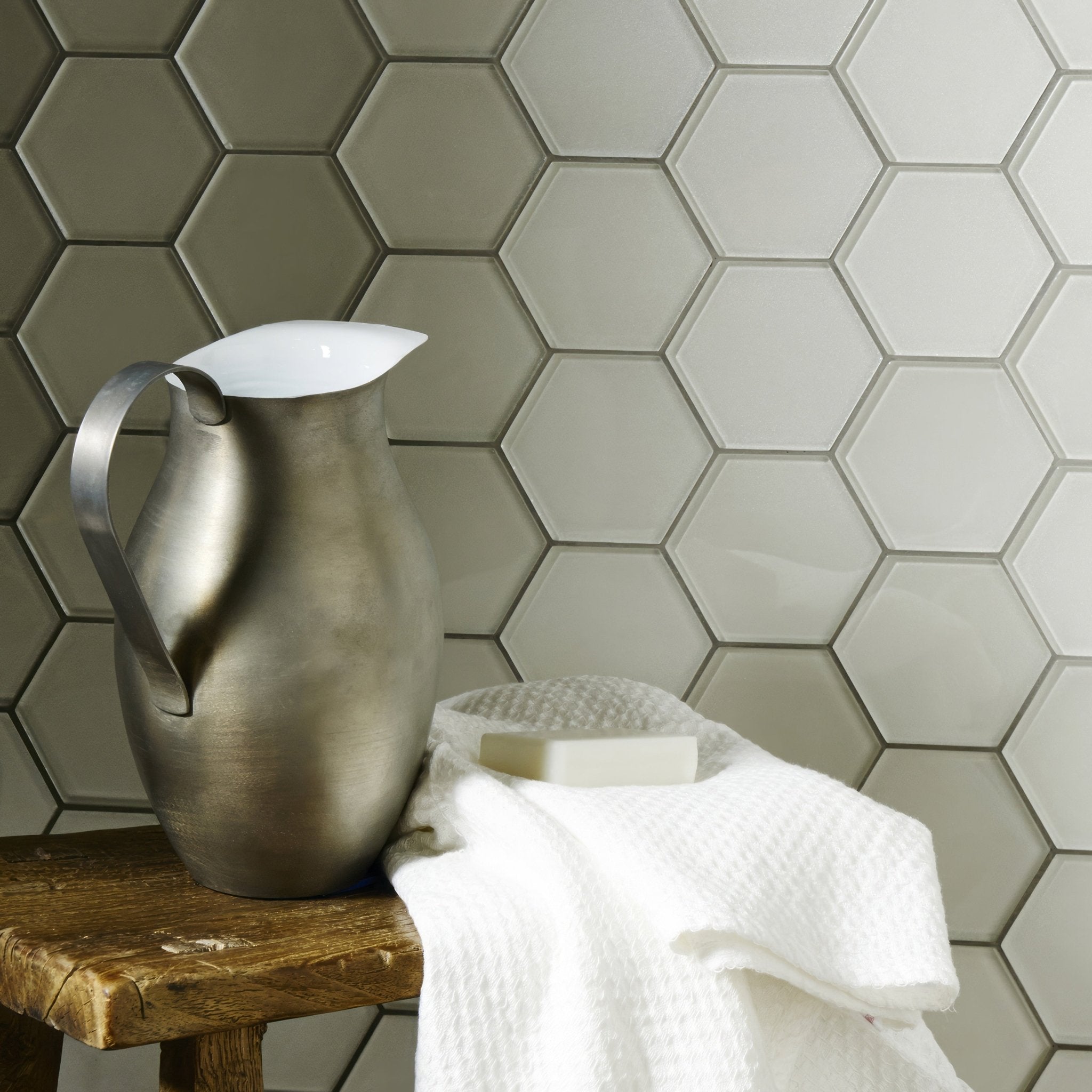 Solinda Metallic Hexagon Mosaics - Hyperion Tiles