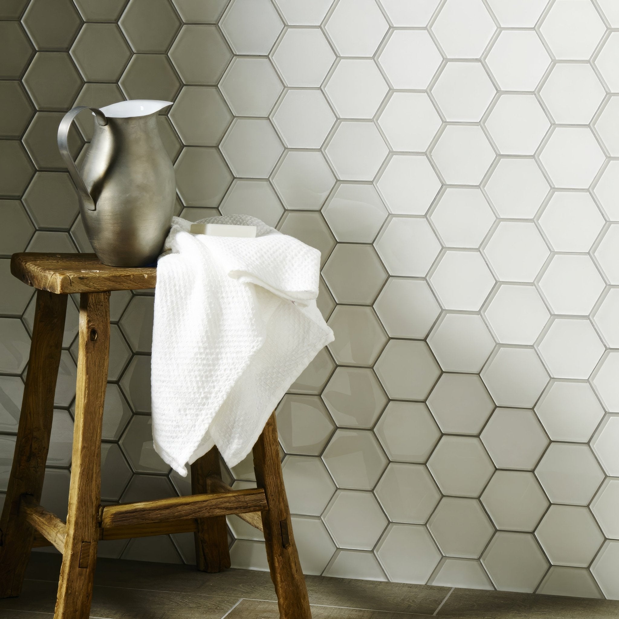 Solinda Metallic Hexagon Mosaics - Hyperion Tiles