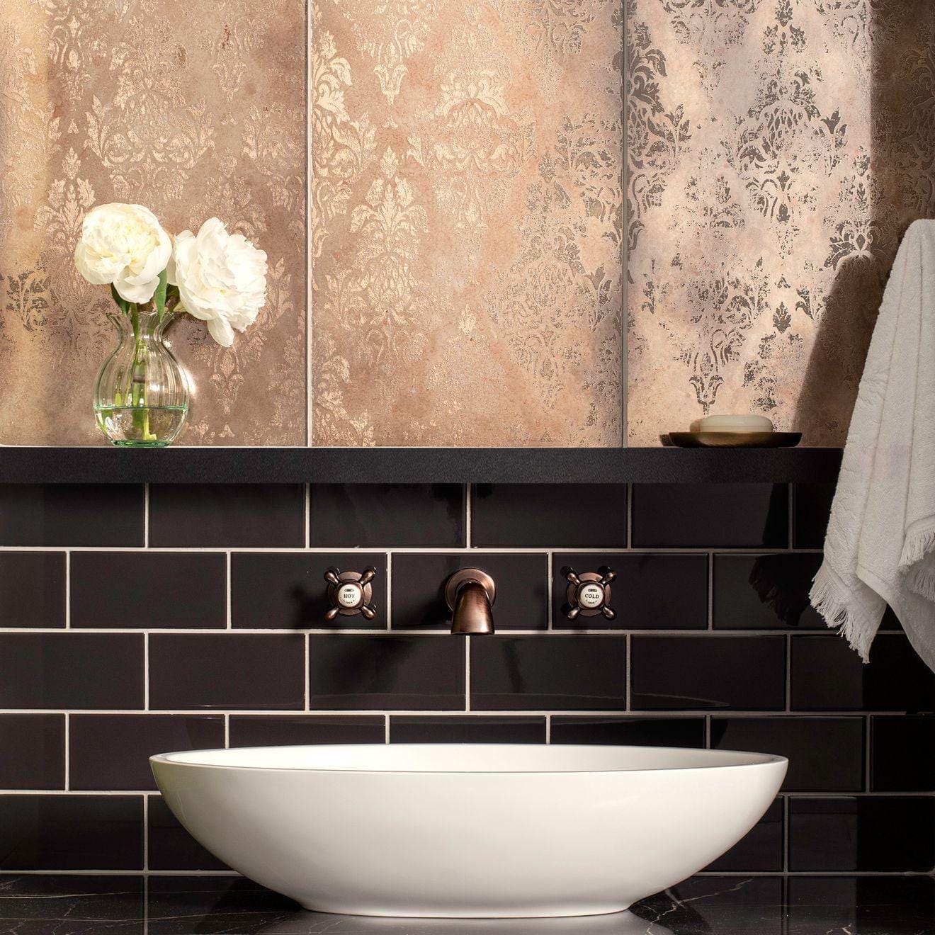 Damask Distressed Rose Gold - Hyperion Tiles